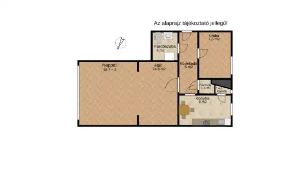 Eladó téglalakás, Budapest, IX. kerület 2+1 szoba 58 m² 79.5 M Ft